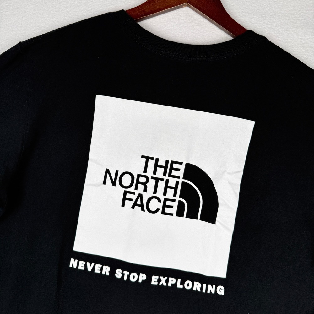 The North Face Graphic T-Shirt Mens L Black Short Sleeve Cotton Box Logo Tee